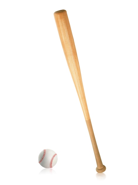 Photo baseball bat and ball isolated on white background