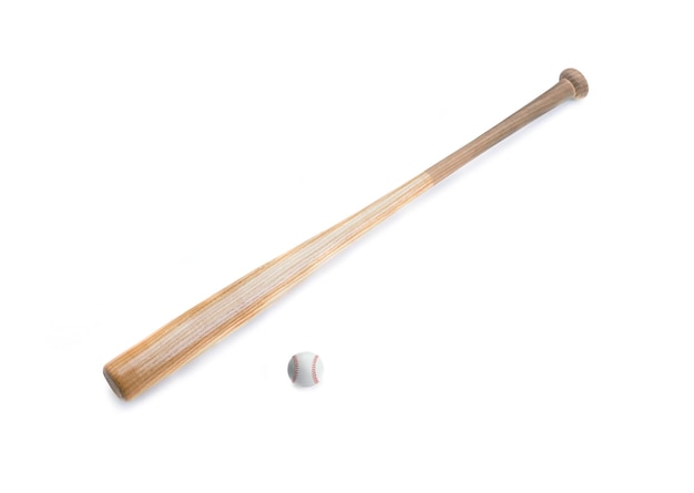 Baseball bat and ball isolated