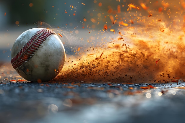 Baseball bedekt met stof op de grond