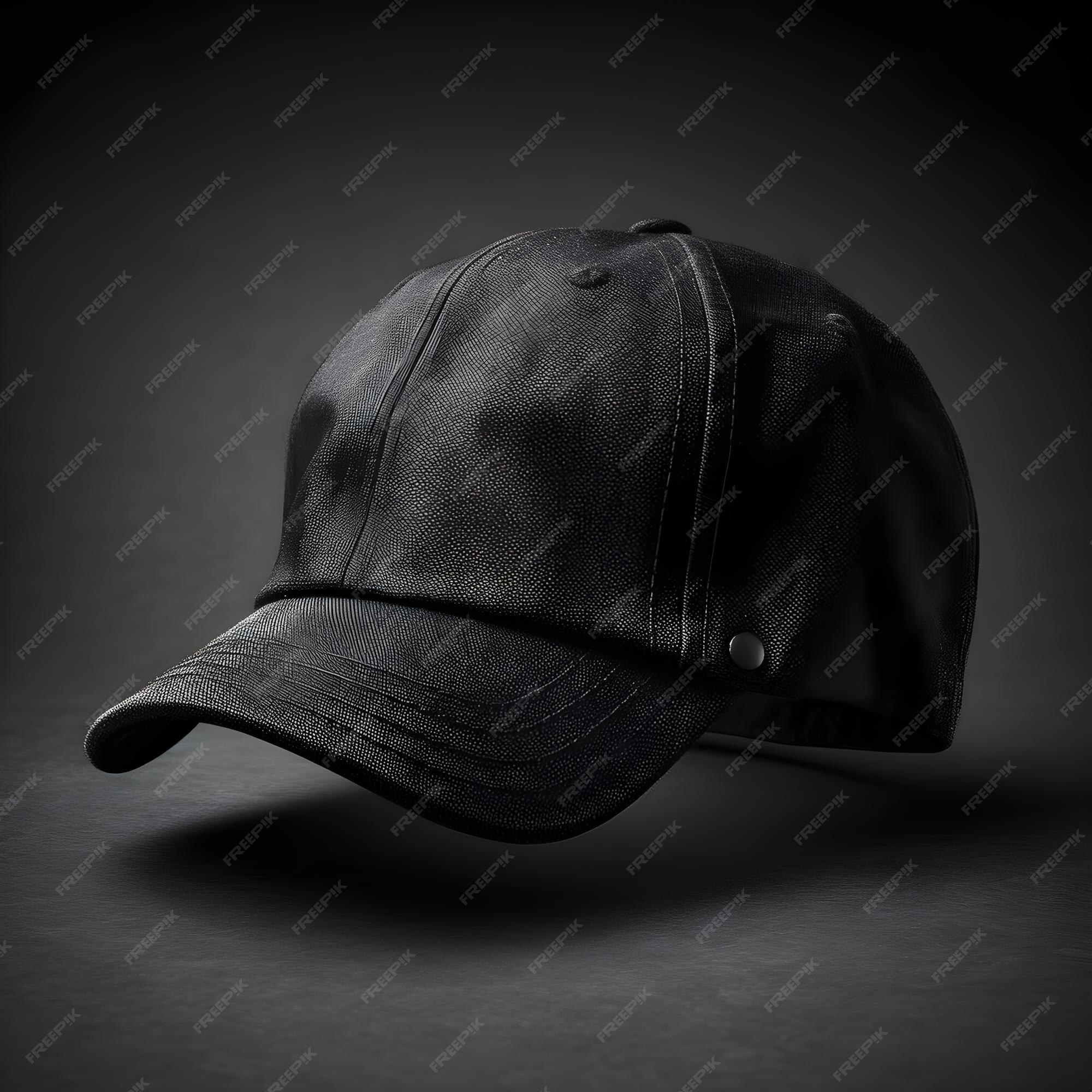 Premium AI Image | Baseball black cap isolated on black background with ...