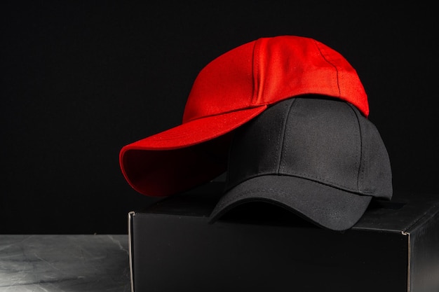 baseball cap against black background studio shot