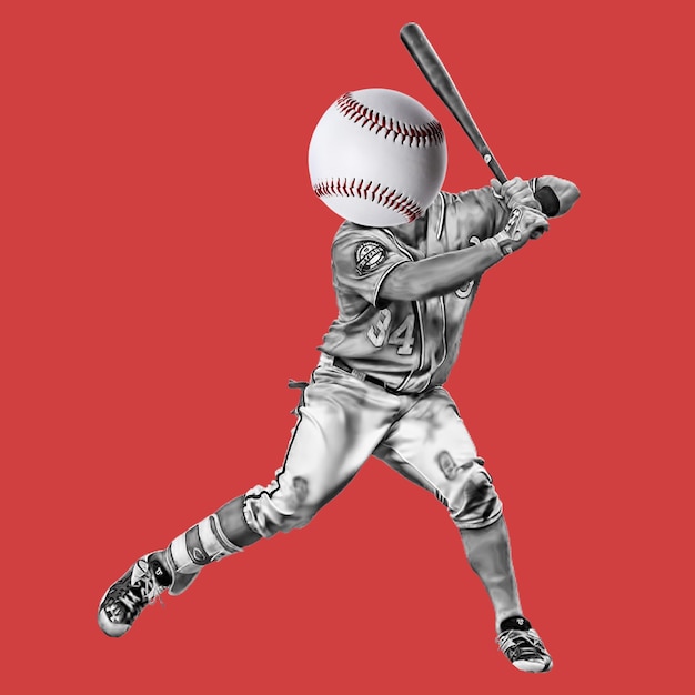 Baseball collage design on clear background