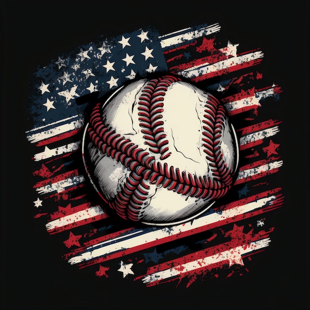 Foto design da baseball con bandiera americana