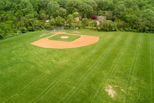 Baseball fields aerial view pano