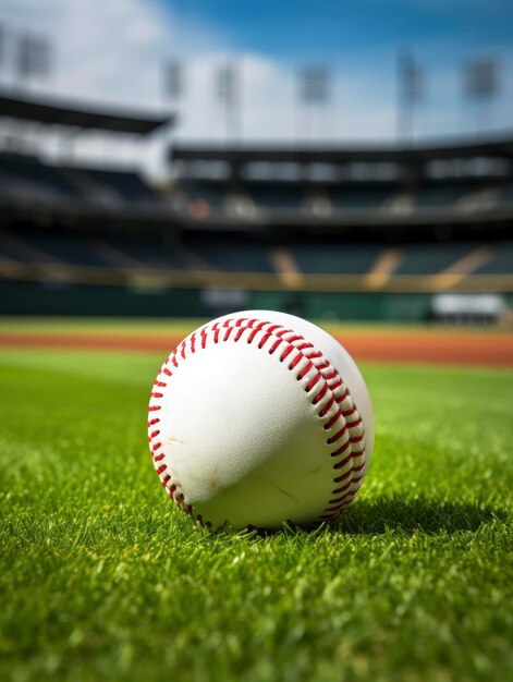 Foto palla di una partita di baseball su un campo