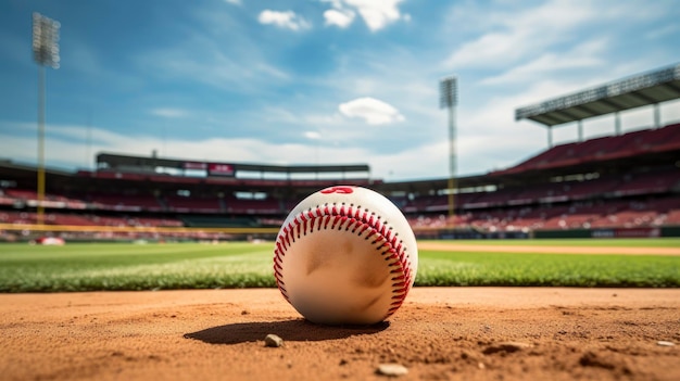 Baseball game ball on a field