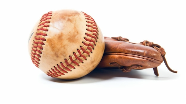 A baseball glove and baseball isolated on white background