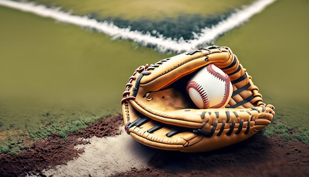 A baseball glove with a ball on it