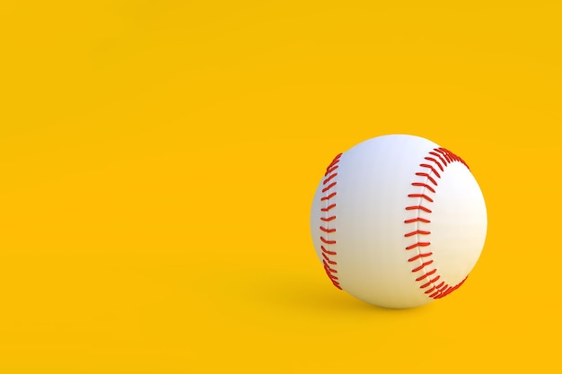 パステルイエローの背景3Dレンダリングイラストに分離された野球