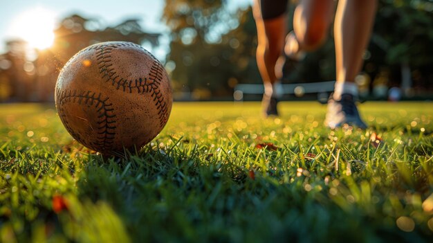 Baseball on Lush Green Field Generative AI