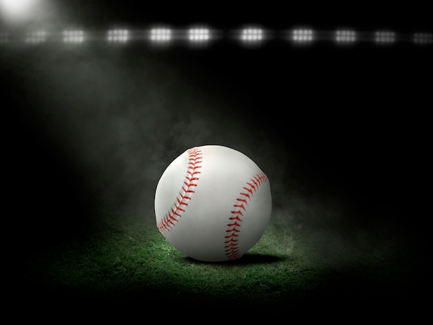 Baseball at night under stadium lights