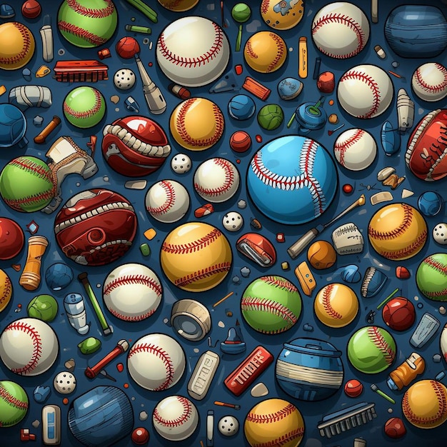 baseball patern equipment design flat Generative AI