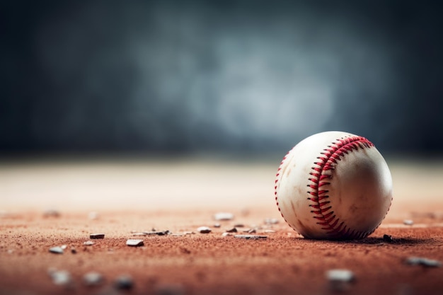 Photo baseball on pitchers mound with dramatic lighting