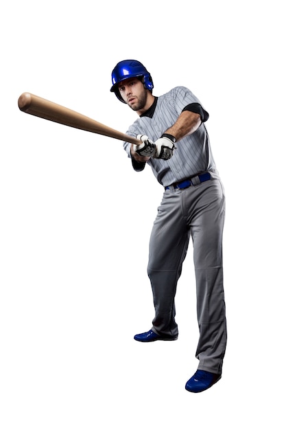 青い制服を着た野球選手