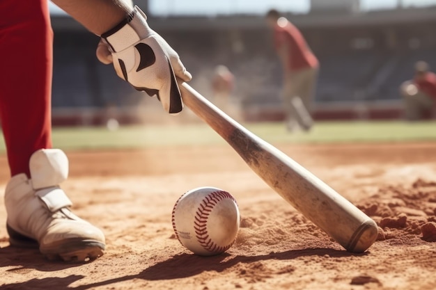 A baseball player hitting a ball with a bat