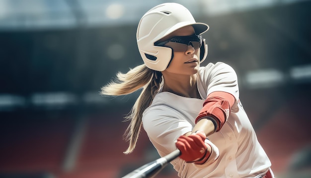 Foto un giocatore di baseball è concentrato sulla vittoria della partita