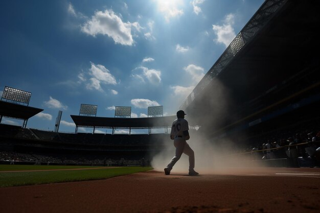 Photo a baseball player is standing on the field with the word 