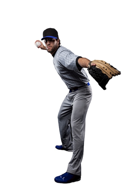 Baseball Player, pitcher, in a blue uniform 