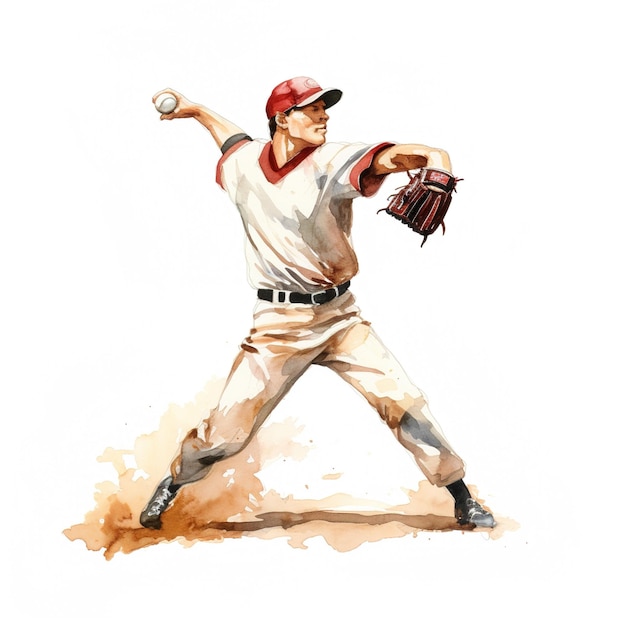 Baseball player pitching a ball