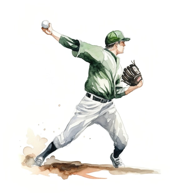 Baseball player pitching