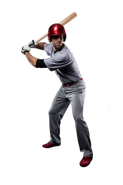 Baseball Player in red uniform,.