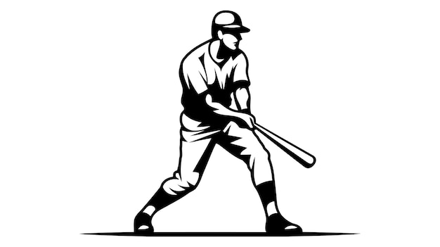 Photo baseball player vector silhouette isolated batter icon