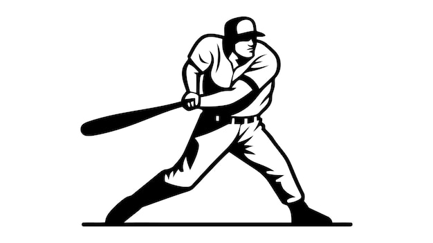 Photo baseball player vector silhouette isolated batter icon