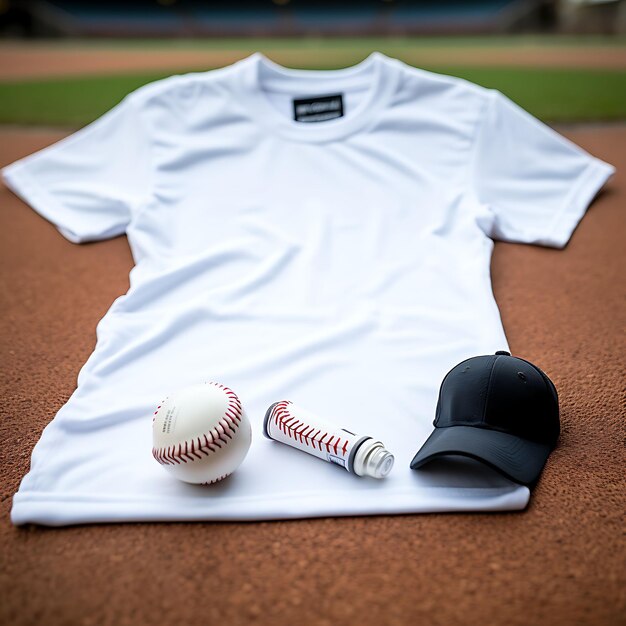 Photo baseball raglan t shirt baseball stadium background baseball clean blank white photoshoot tee