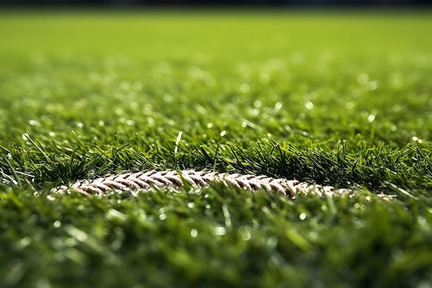 야구는 아름다운 여름날  ⁇ 은 초록색 잔디 ⁇ 에서 휴식을 취하고 있습니다.
