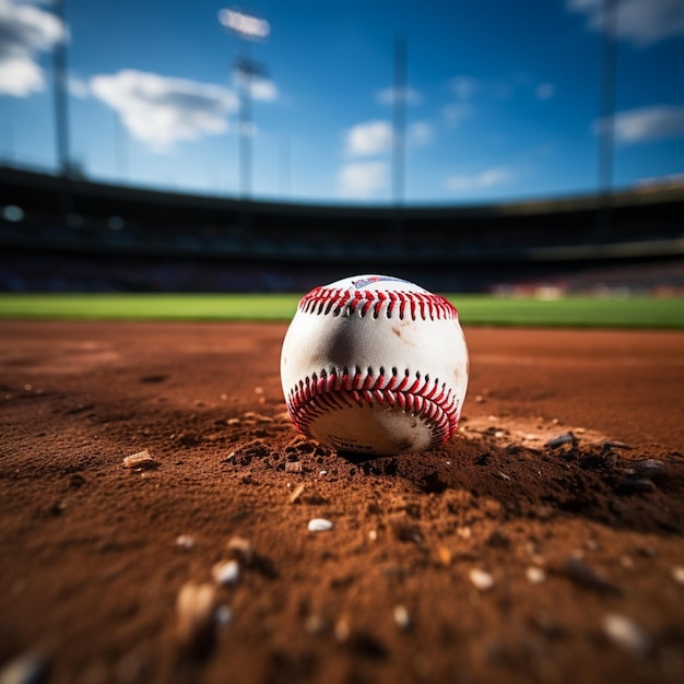 Бейсбольная сцена, выложенная мелом, спортивные действия на поле для социальных сетей