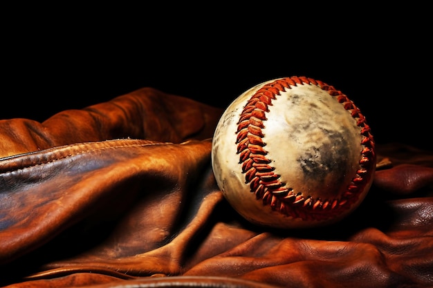 A baseball sitting on top of a leather glove