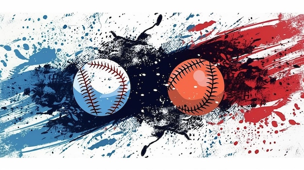Photo baseball or softball sport grunge banners generative ai