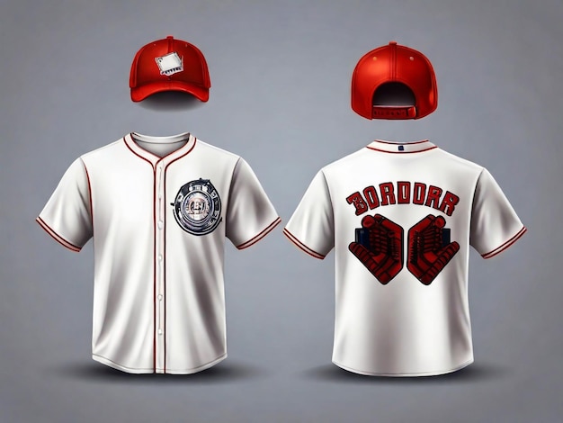 Baseball t-shirt en pet ontwerp sjabloon Sport trui mockup uniform voor- en achterzijde