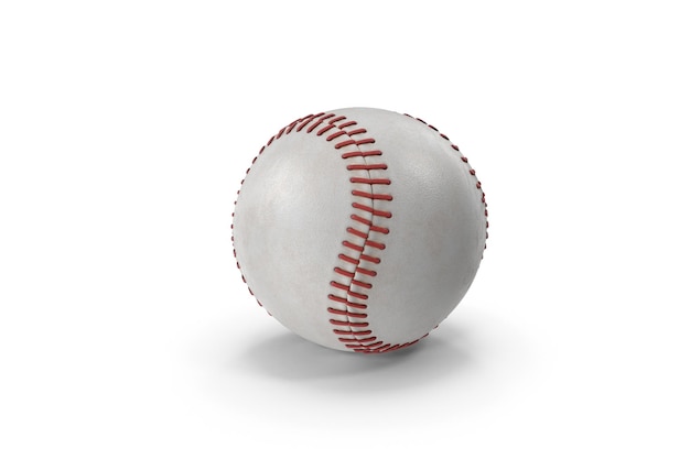 Foto una palla da baseball con cuciture rosse su sfondo bianco