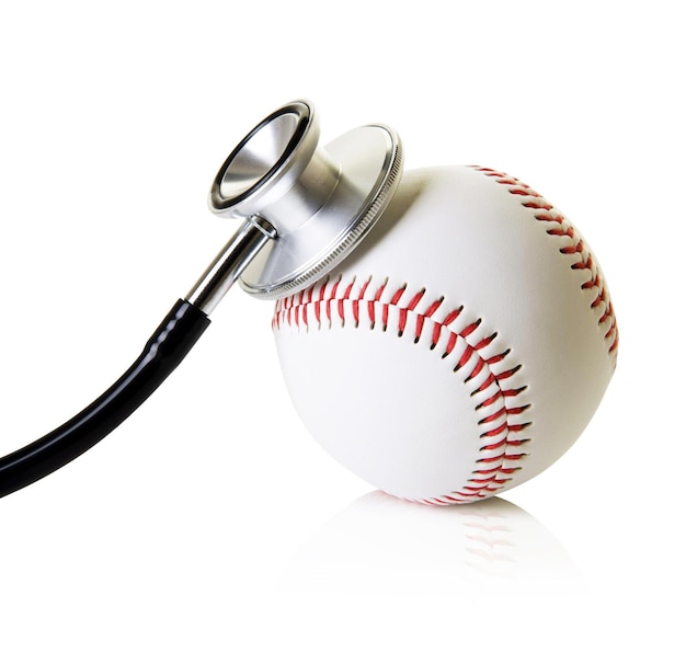 Baseball with Stethoscope on white