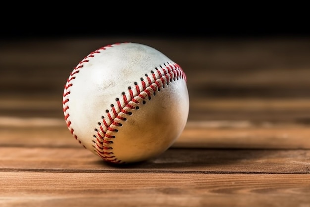 Baseball on wooden pedestal generative ai