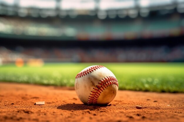 Baseballbal op het veld in het stadion