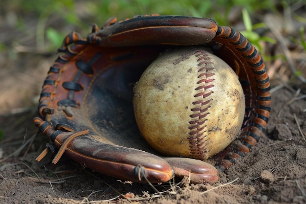 Baseballhandschoen met speelbal Genereren ai