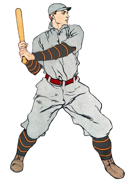 Baseballspeler png vintage sport tekening geremixd van kunstwerken van Edward Penfield