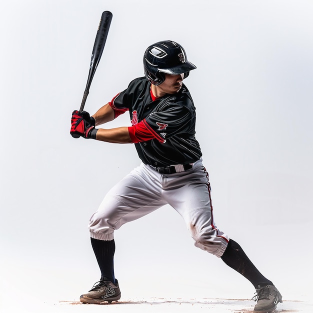 Baseballspeler Portret Volledige weergave Speel spel Witte achtergrond