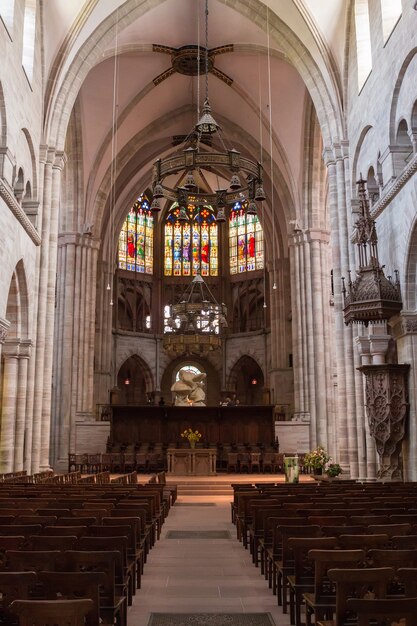 Basel, Switzerland - June 21, 2017: Interior of Basel Minster