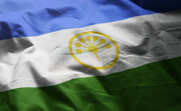 Bashkortostan flag rumpled close up