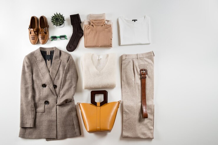 basic minimalist wardrobe Flat lay