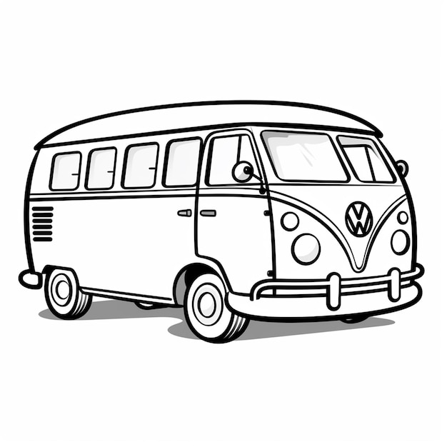 Basic simple cute bus cartoon