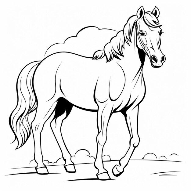 Basic simple cute horse cartoon