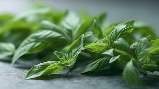 Photo basil leaves in closeup