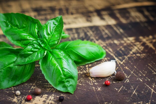 Basil leaves and spices