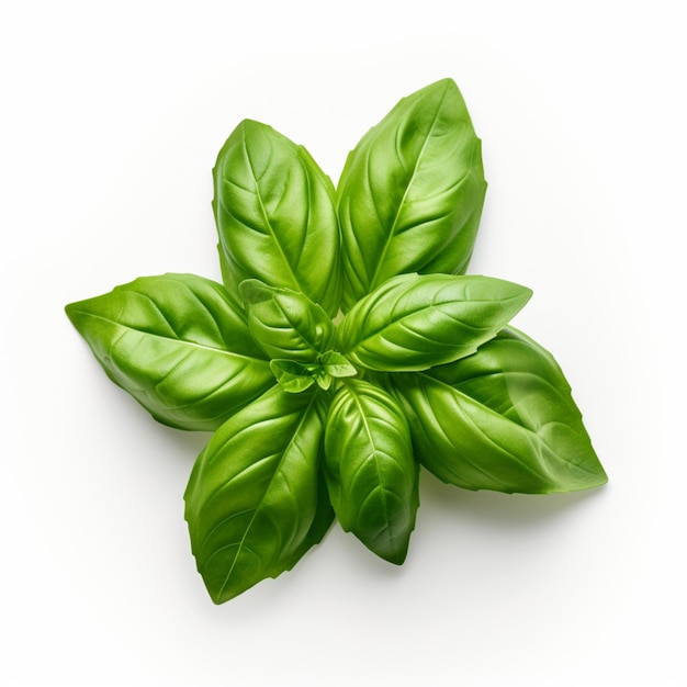 basil leaves on white background