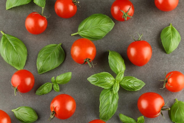 Basil and tomato cherry Tomato and basil greens