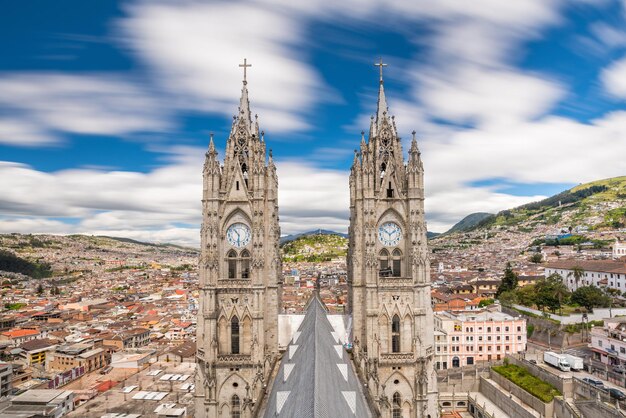 Basilica del Voto Nacional and downtown Quito